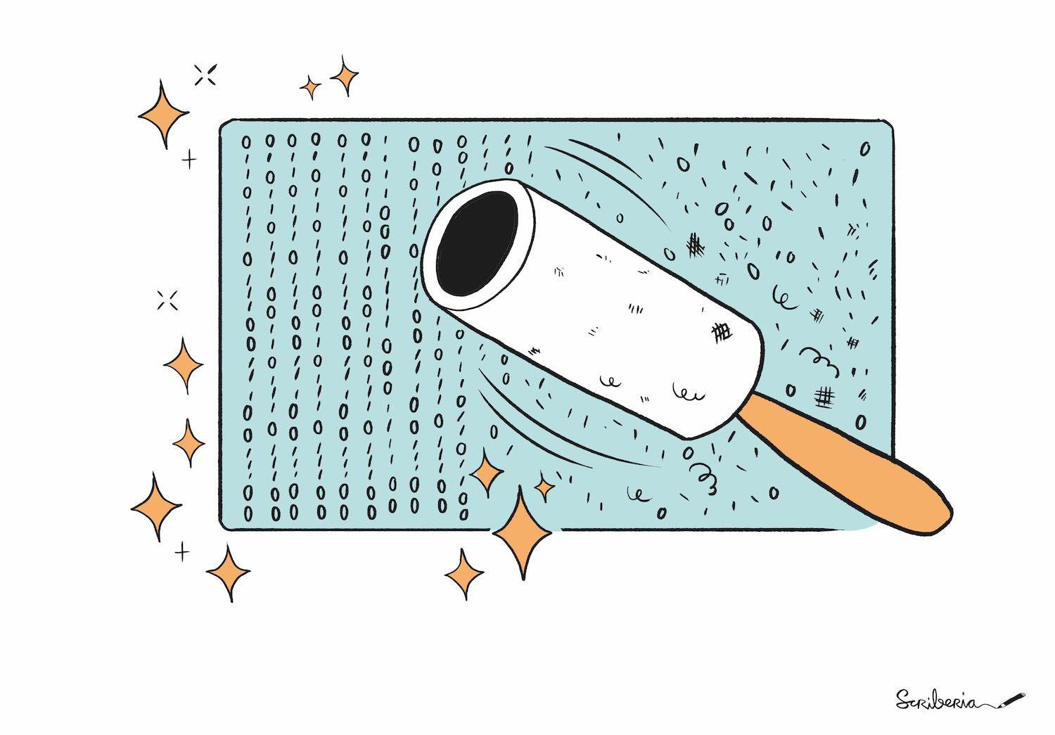 A lint roller cleaning up code, symbolizing the transformation of messy, disorganised information into a clean and readable format.